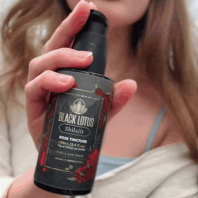 Black Lotus Rose Shilajit Tincture outdoors