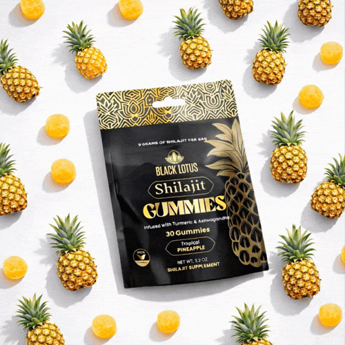 Black Lotus Shilajit Gummies with real pineapple purée